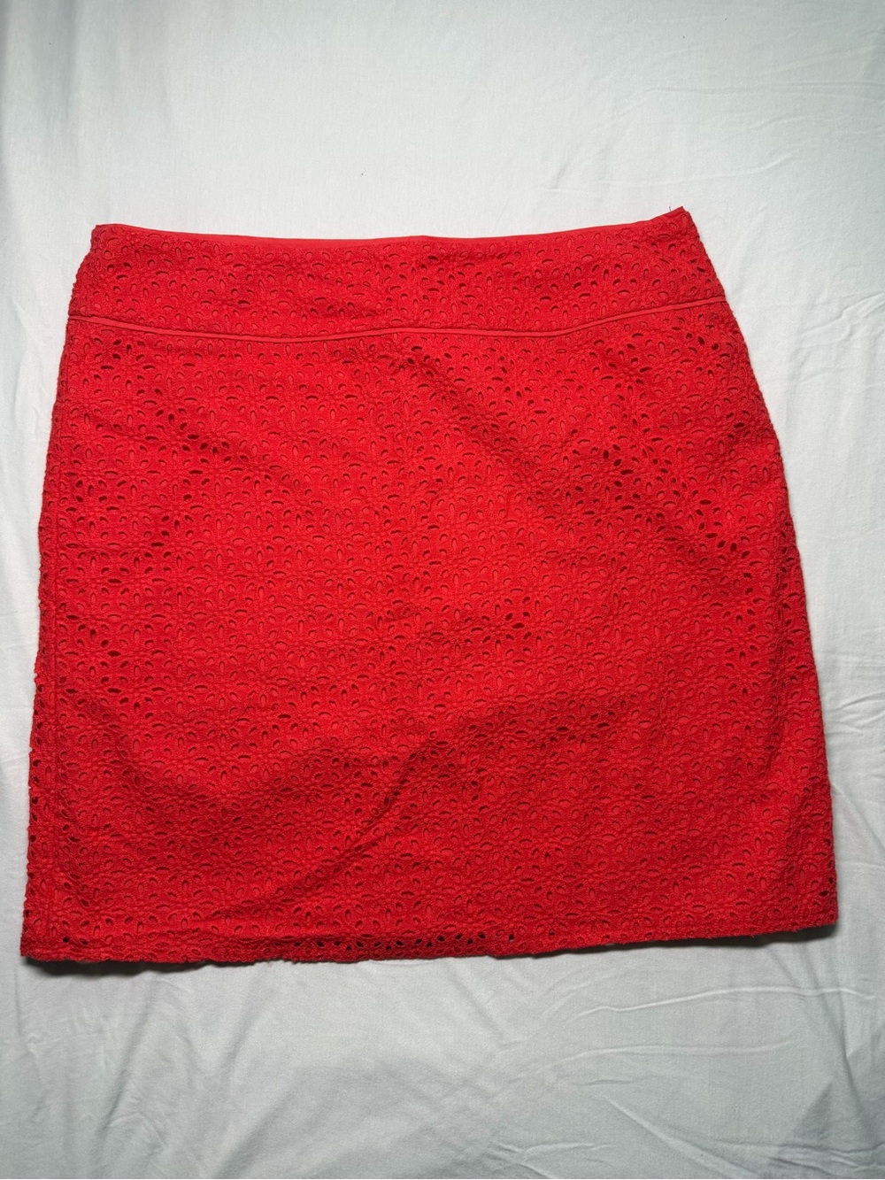 Coral Eyelet Mini Skirt